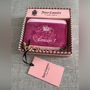 Juicy Couture Raspberry Tart Square Zip Wallet Card Case New With Box